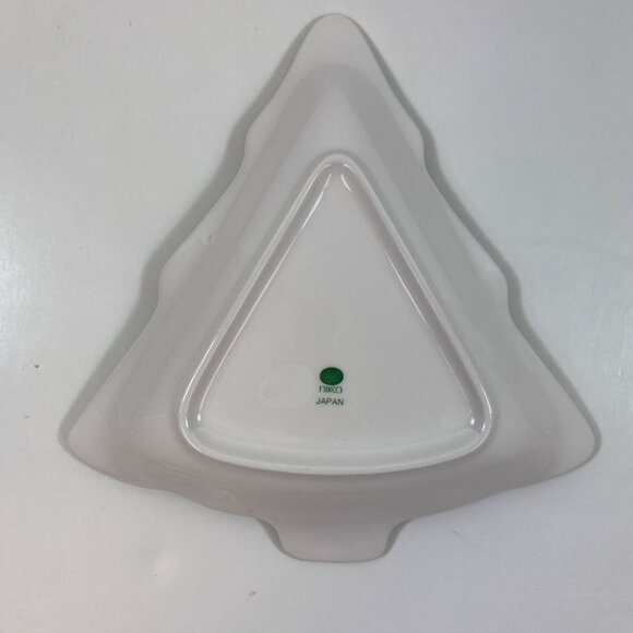 Nikko Christmastime Pair Set 2 Christmas Tree Candy Dish 6" Holiday White Green - Picture 4 of 10